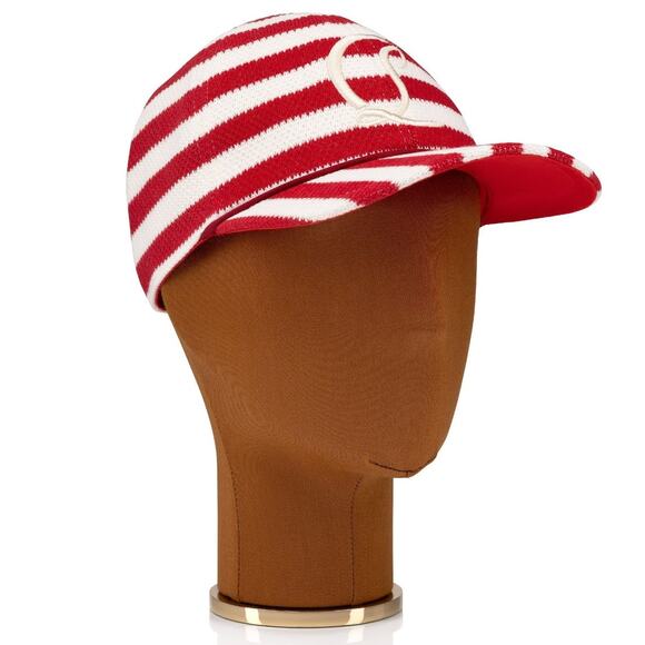Christian Louboutin Mooncrest Hat Red White CL Monogram Sz M NWT main image 5